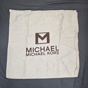 Michael Kors Drawstring Dust Bag Cream Cotton Canvas Brown Logo 18x18